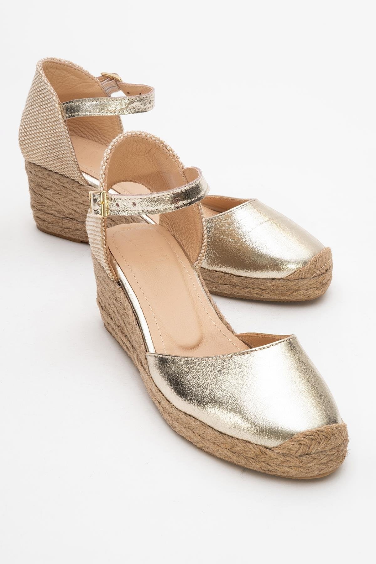 Aldea - Gold Leather Platform Espadrille (Women)