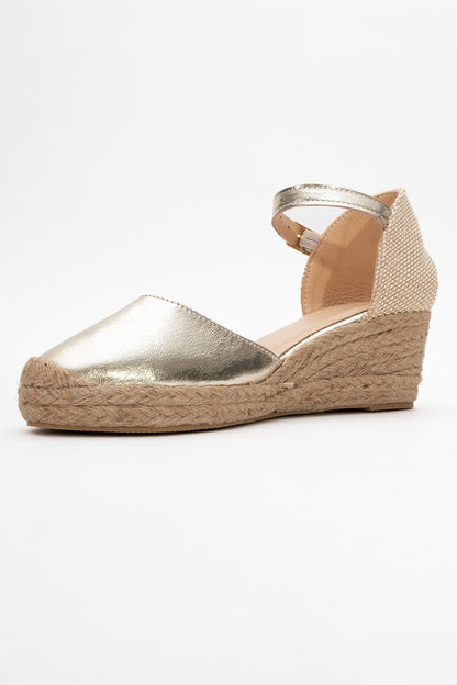 Aldea - Gold Leather Platform Espadrille (Women)