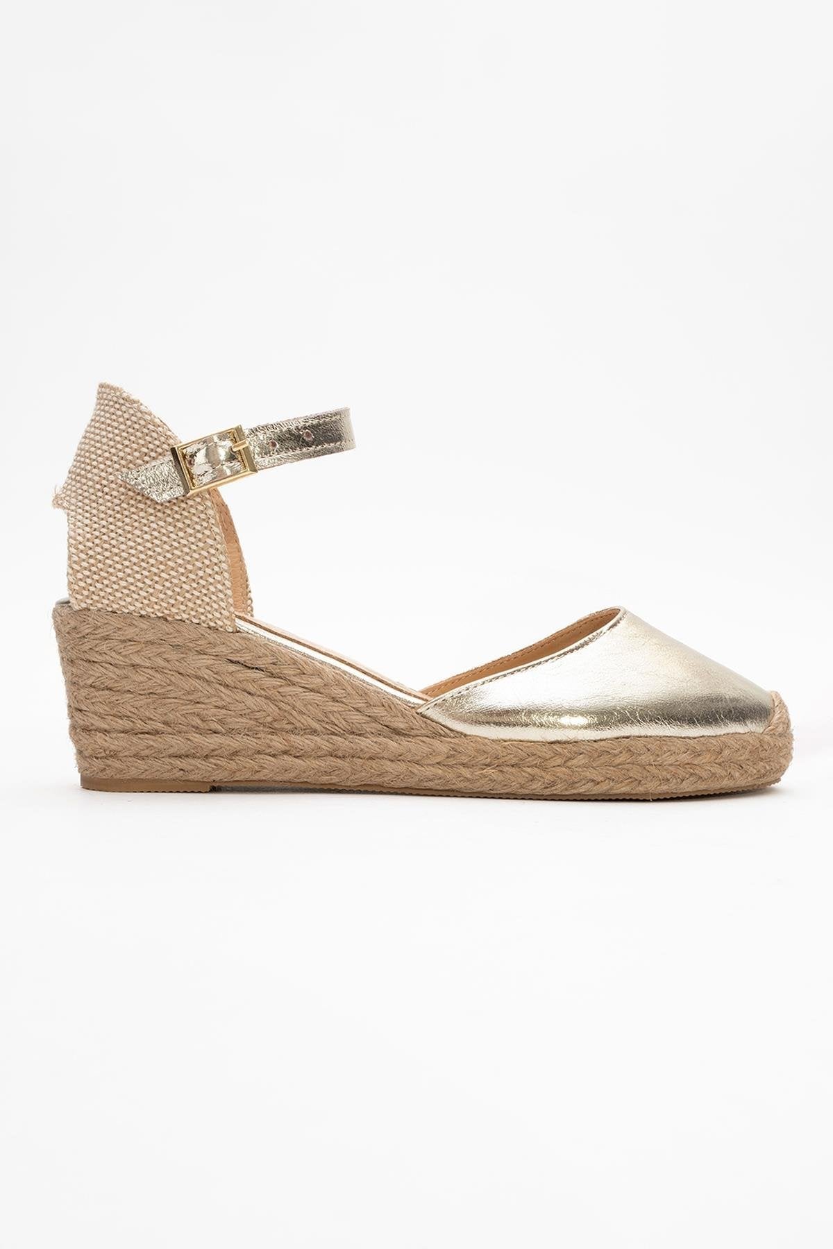 Aldea - Gold Leather Platform Espadrille (Women)