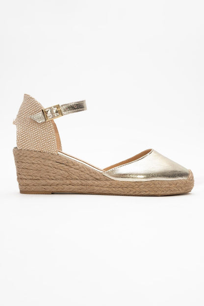 Aldea - Gold Leather Platform Espadrille (Women)
