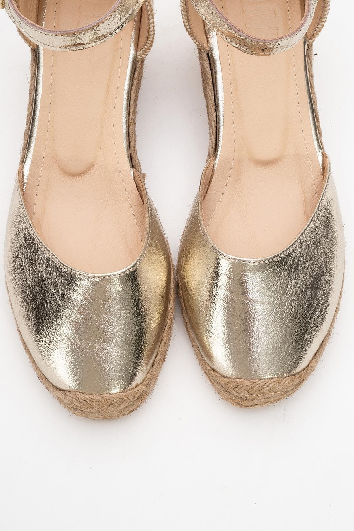 Aldea - Gold Leather Platform Espadrille (Women)