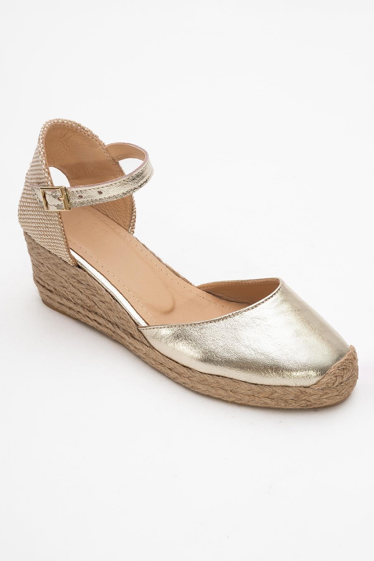 Aldea - Gold Leather Platform Espadrille (Women)