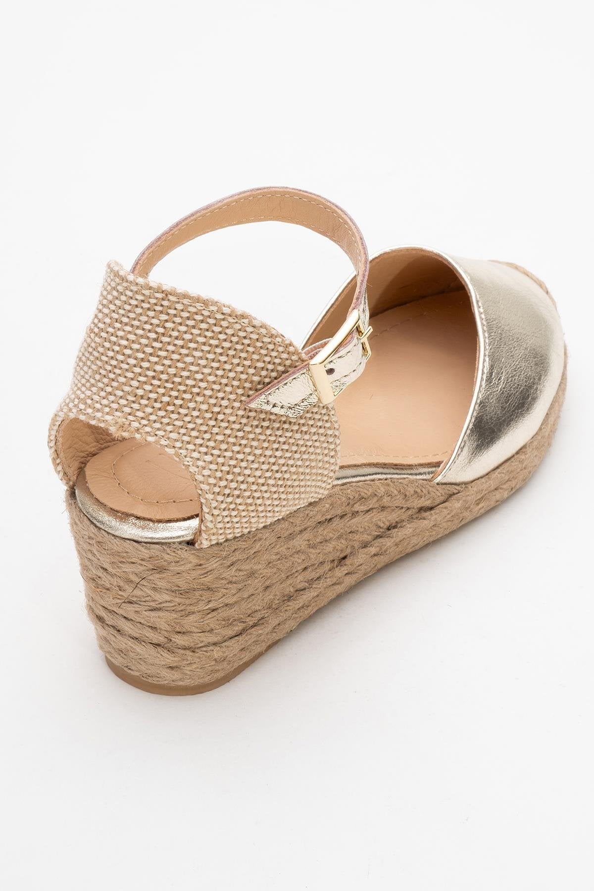 Aldea - Gold Leather Platform Espadrille (Women)
