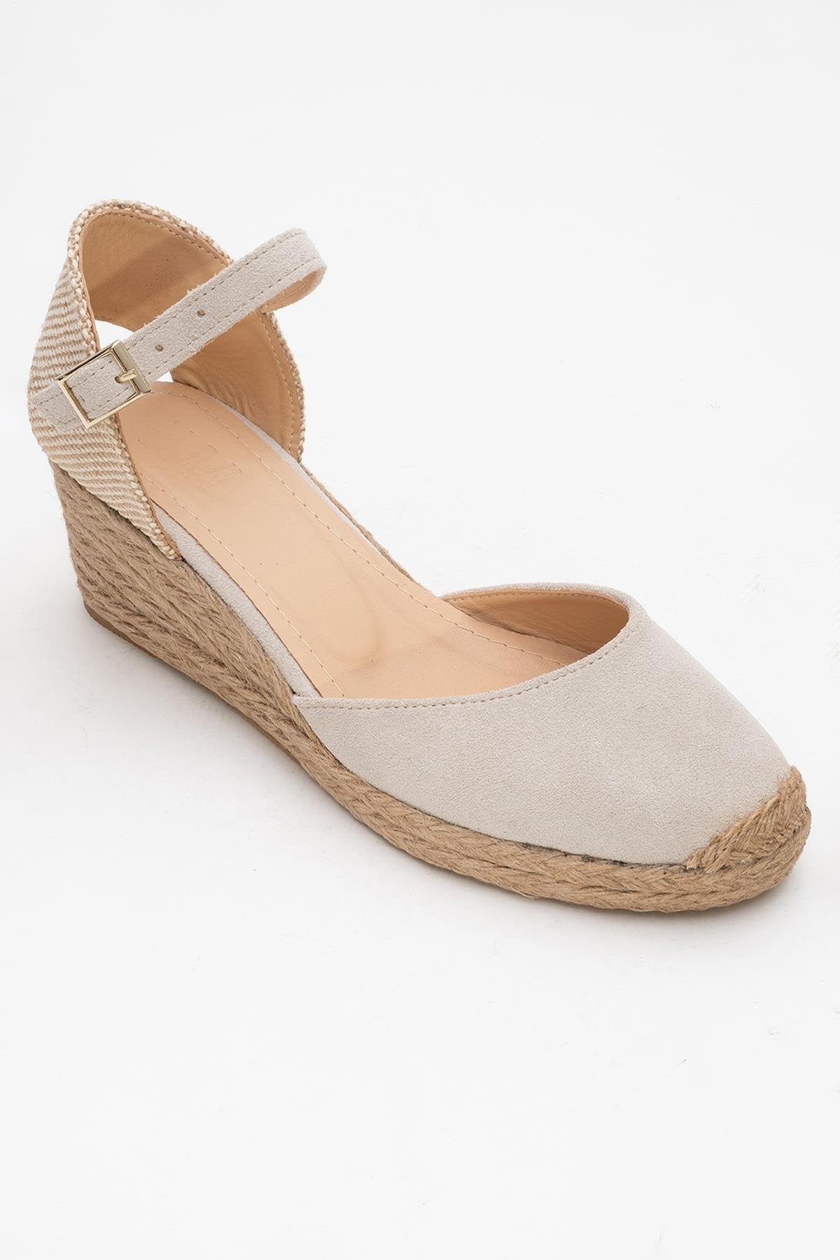 Aldea - Beige Suede Leather Platform Espadrille (Women)