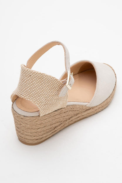 Aldea - Beige Suede Leather Platform Espadrille (Women)