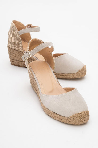 Aldea - Beige Suede Leather Platform Espadrille (Women)