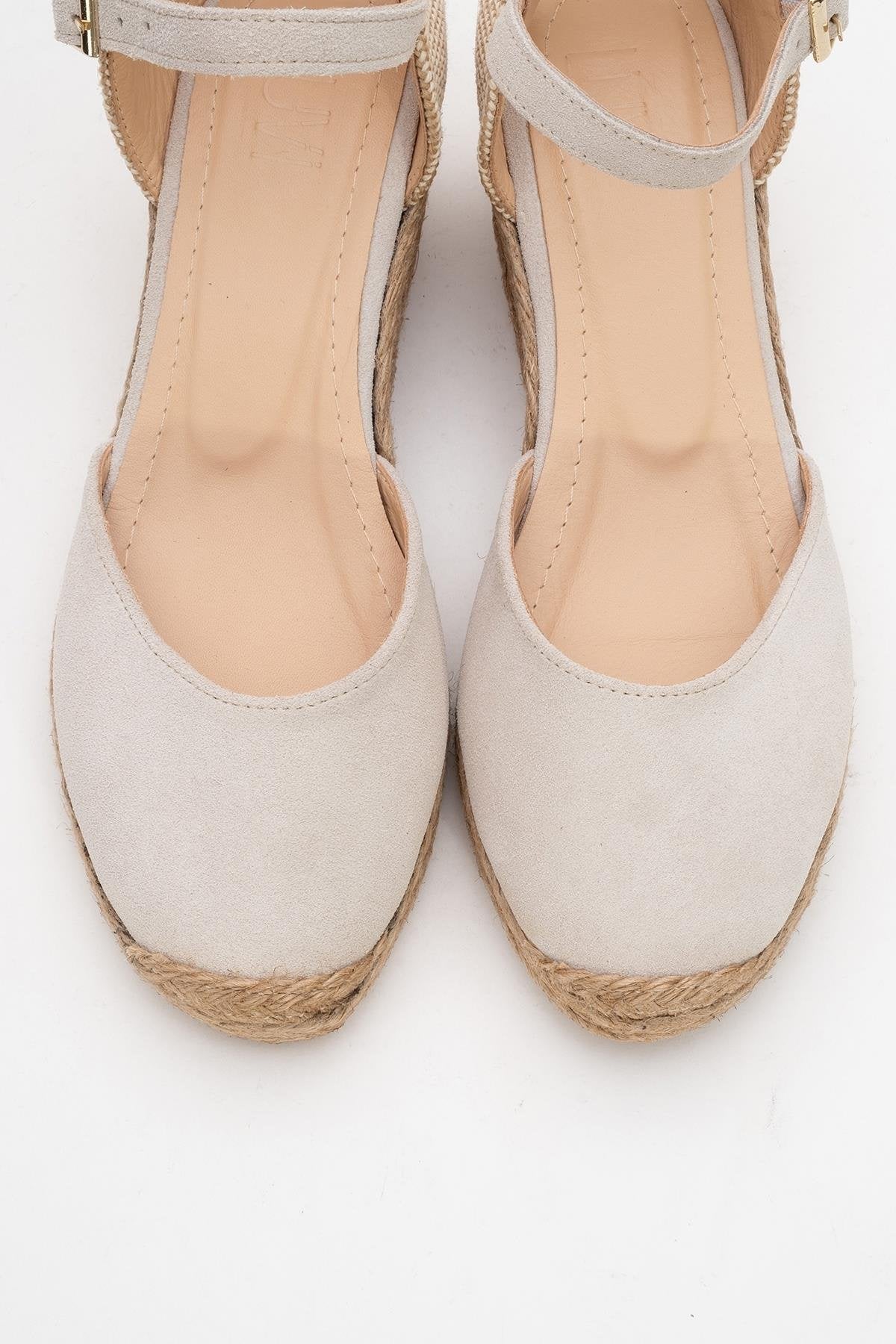 Aldea - Beige Suede Leather Platform Espadrille (Women)
