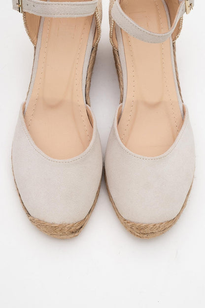 Aldea - Beige Suede Leather Platform Espadrille (Women)