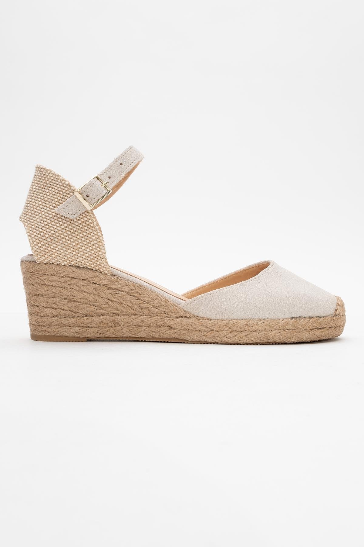 Aldea - Beige Suede Leather Platform Espadrille (Women)