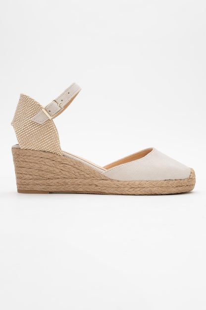 Aldea - Beige Suede Leather Platform Espadrille (Women)
