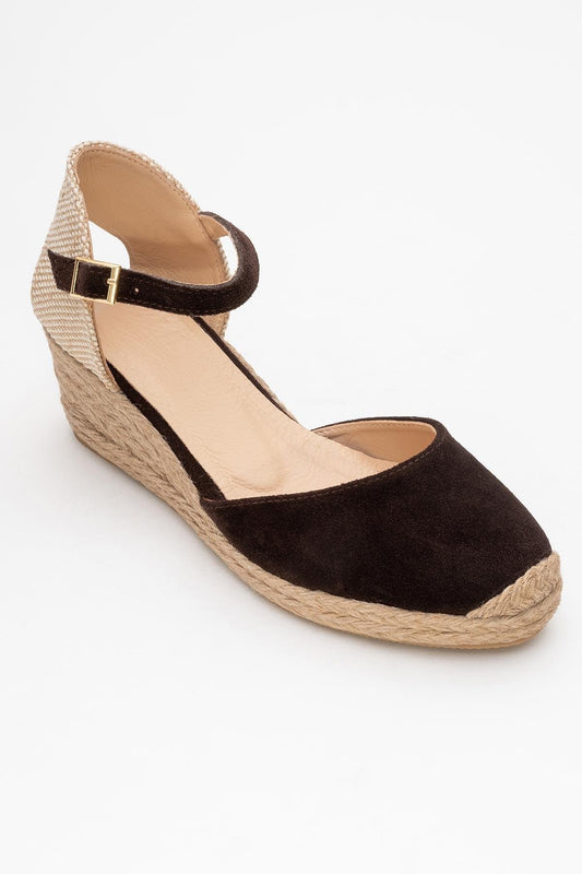 Aldea - Brown Suede Leather Platform Espadrille (Women)