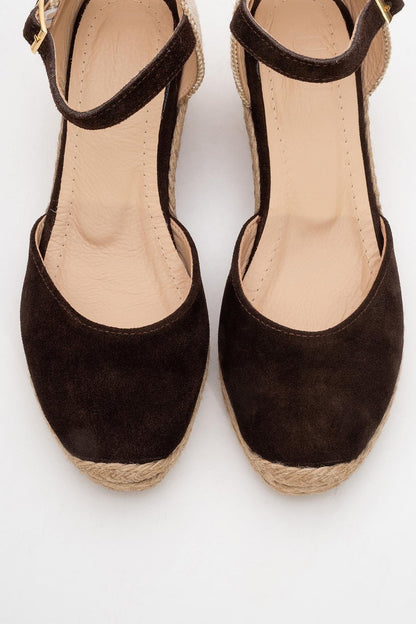Aldea - Brown Suede Leather Platform Espadrille (Women)