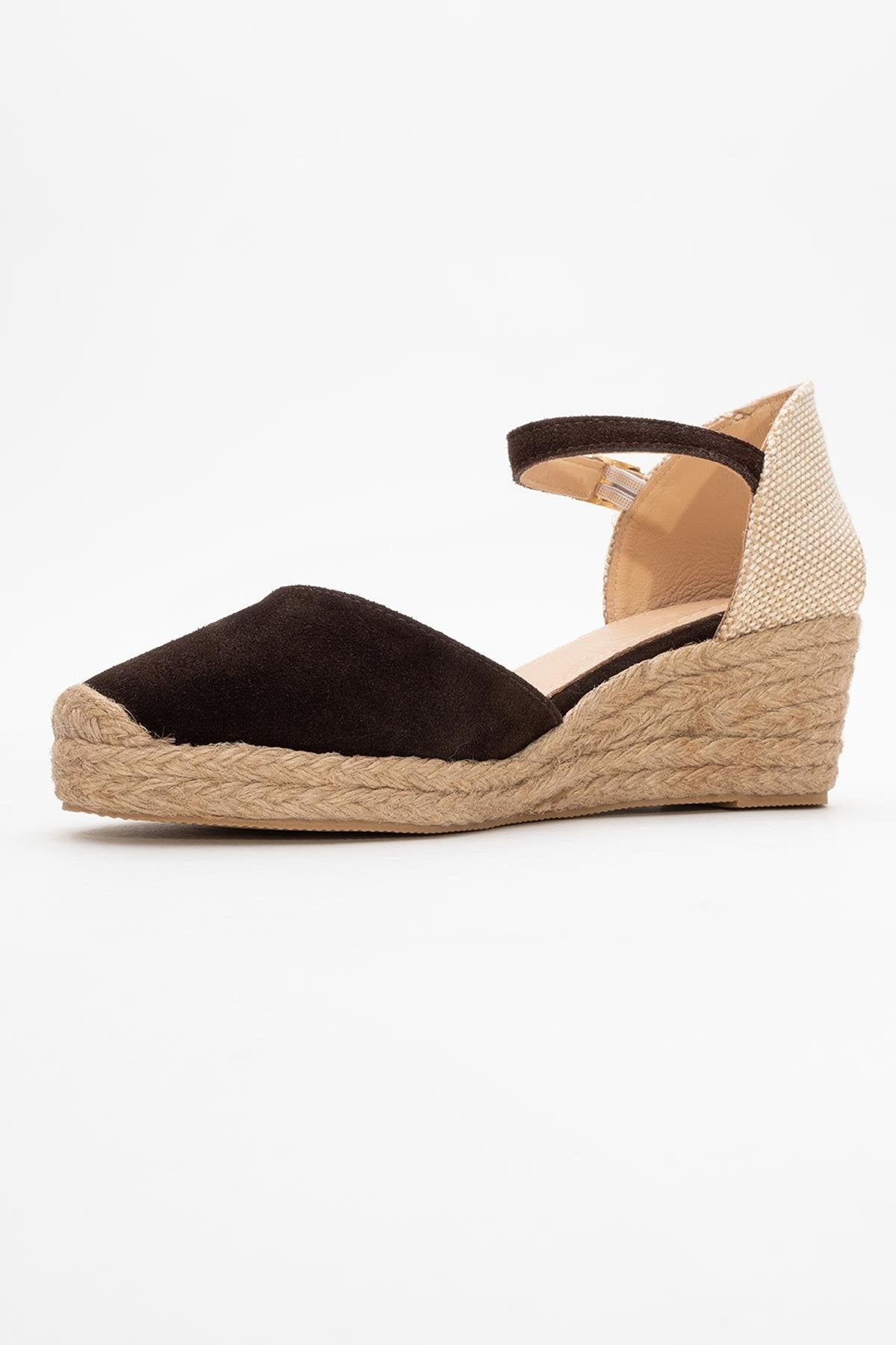 Aldea - Brown Suede Leather Platform Espadrille (Women)