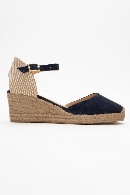 Aldea - Navy Suede Leather Platform Espadrille (Women)