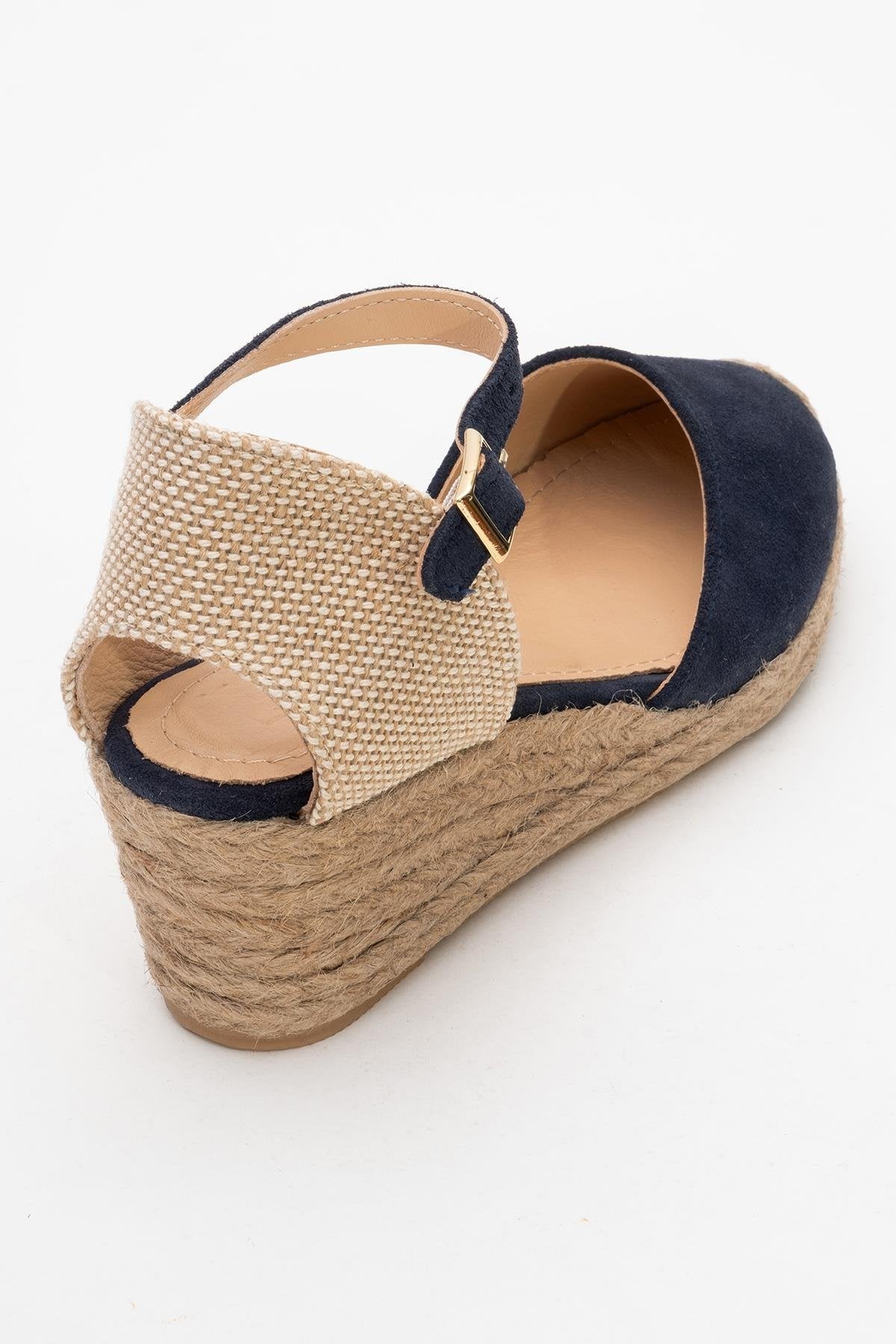 Aldea - Navy Suede Leather Platform Espadrille (Women)
