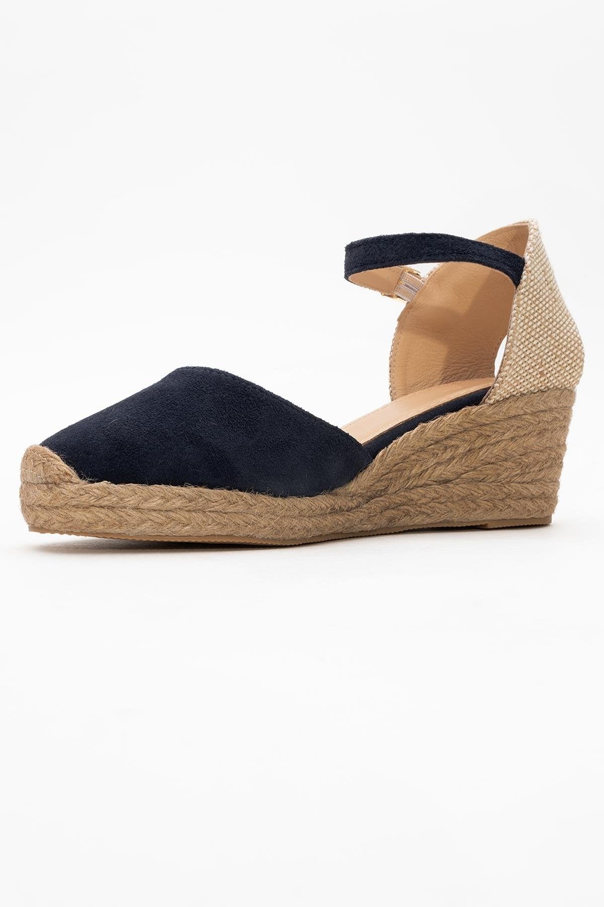 Aldea - Navy Suede Leather Platform Espadrille (Women)
