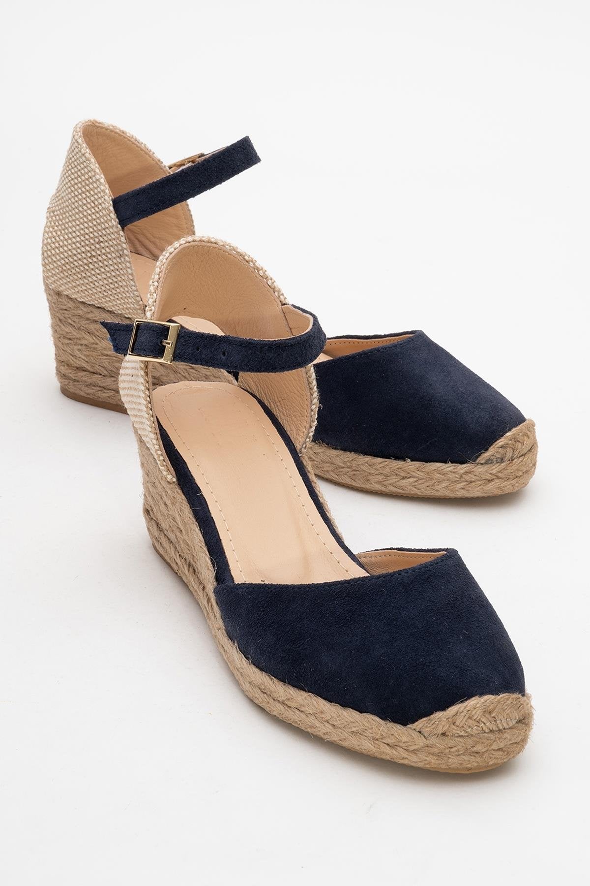 Aldea - Navy Suede Leather Platform Espadrille (Women)