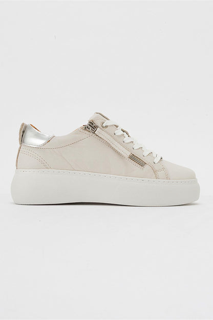 Allie - Beige Leather Zip Sneaker (Women)