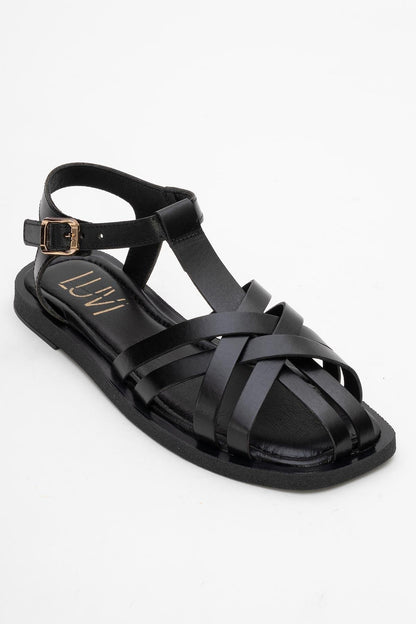 Andres - Black Leather Sandal (Women)