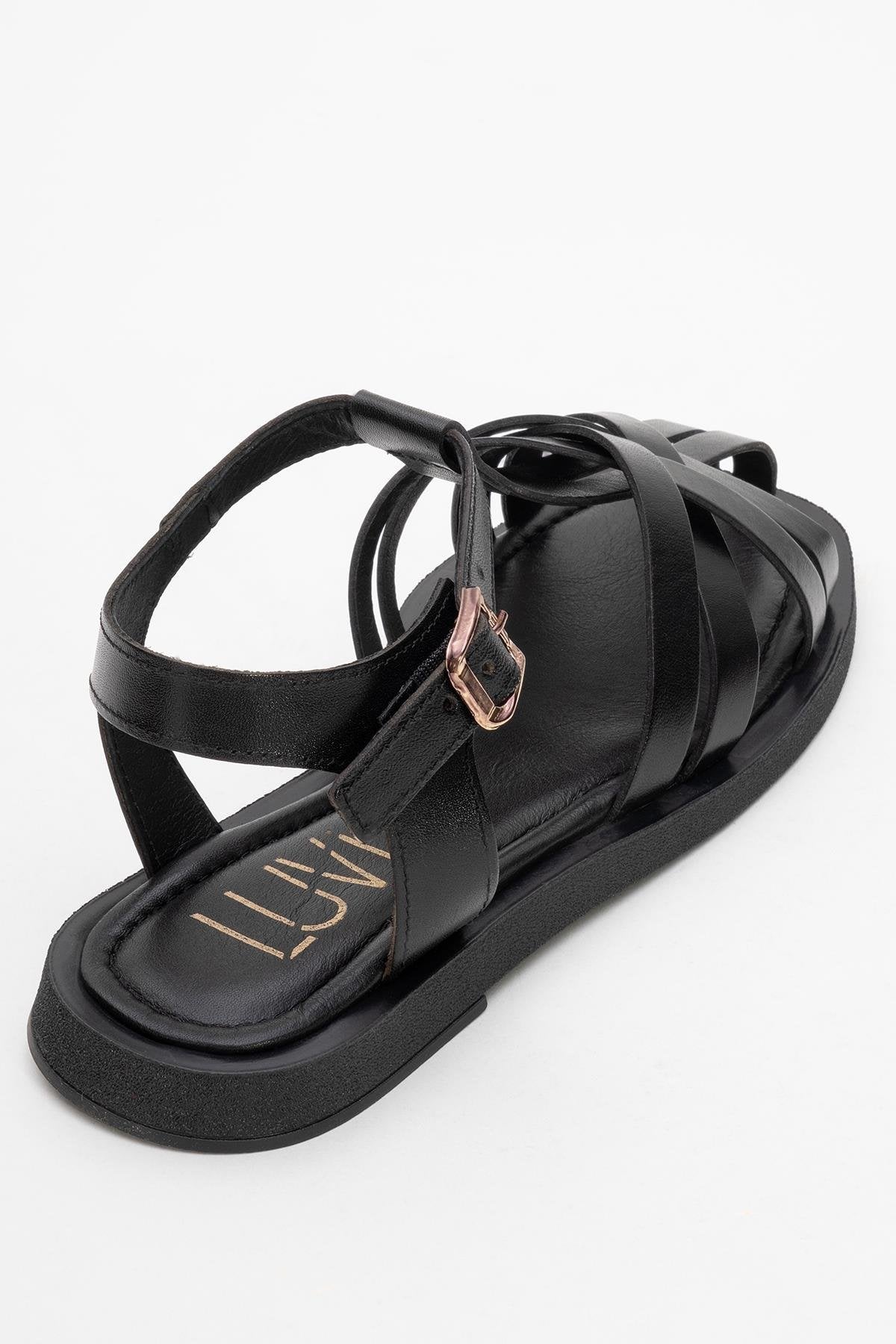 Andres - Black Leather Sandal (Women)