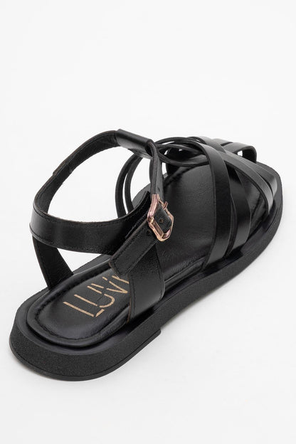 Andres - Black Leather Sandal (Women)