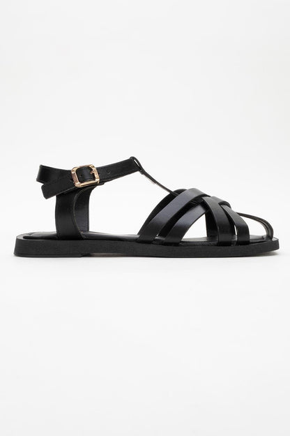 Andres - Black Leather Sandal (Women)