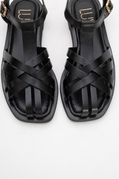Andres - Black Leather Sandal (Women)