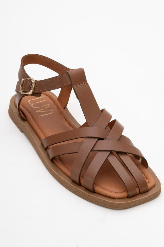 Andres - Cognac Brown Leather Sandal (Women)