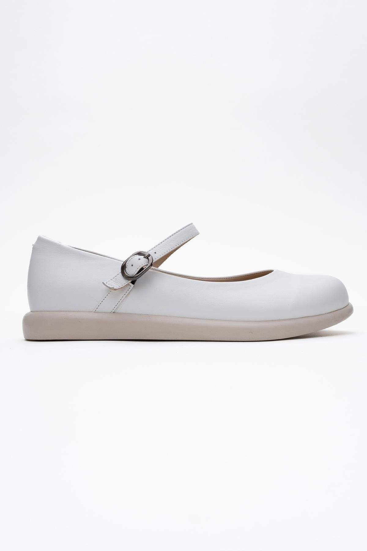 ANISA White Leather Strap Flat (Women)