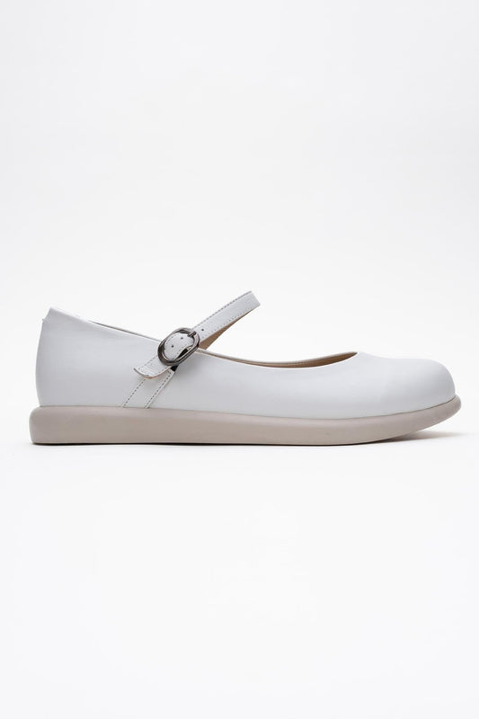 ANISA White Leather Strap Flat (Women)