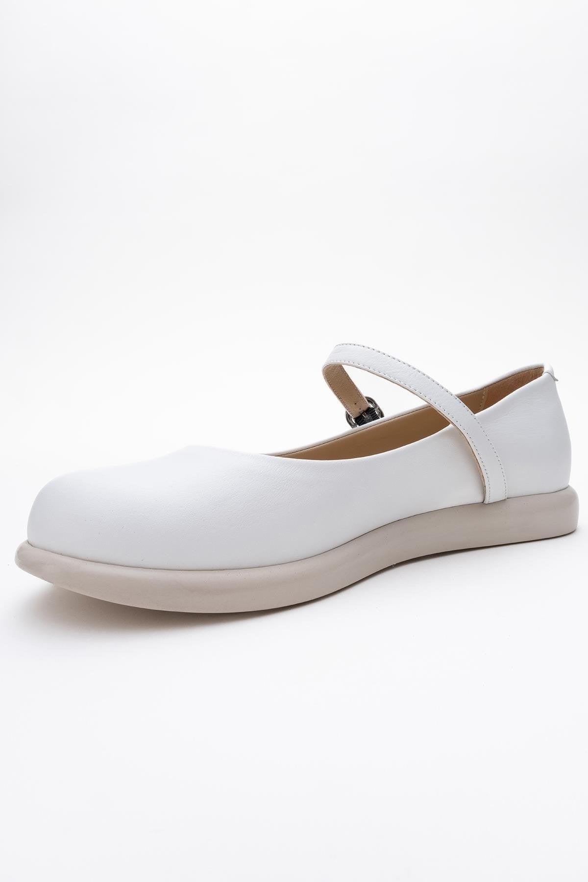 ANISA White Leather Strap Flat (Women)