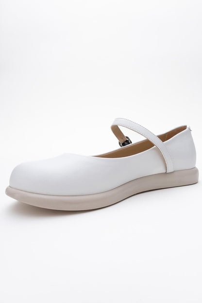 ANISA White Leather Strap Flat (Women)