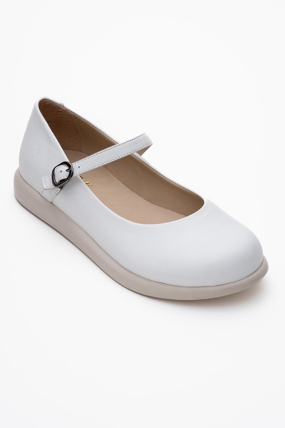 ANISA White Leather Strap Flat (Women)