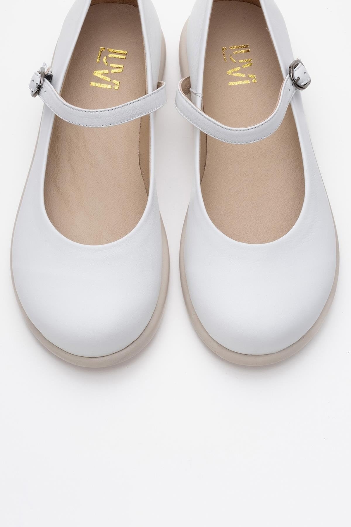 ANISA White Leather Strap Flat (Women)