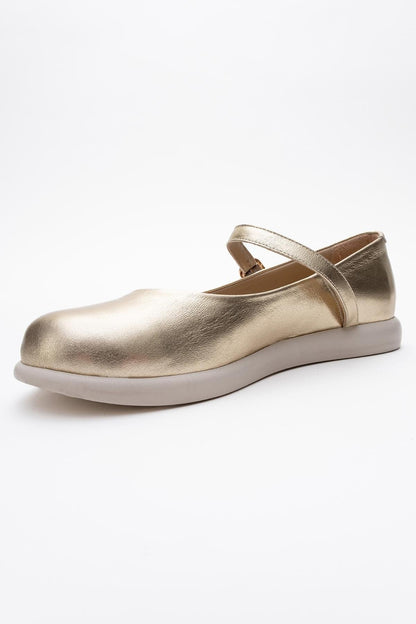 ANISA Gold Leather Strap Flat (Women)
