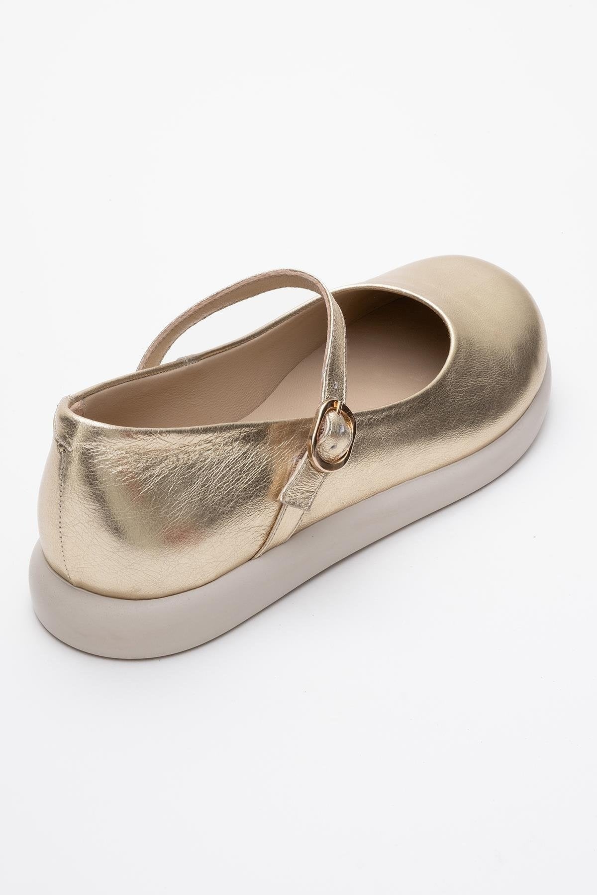 ANISA Gold Leather Strap Flat (Women)