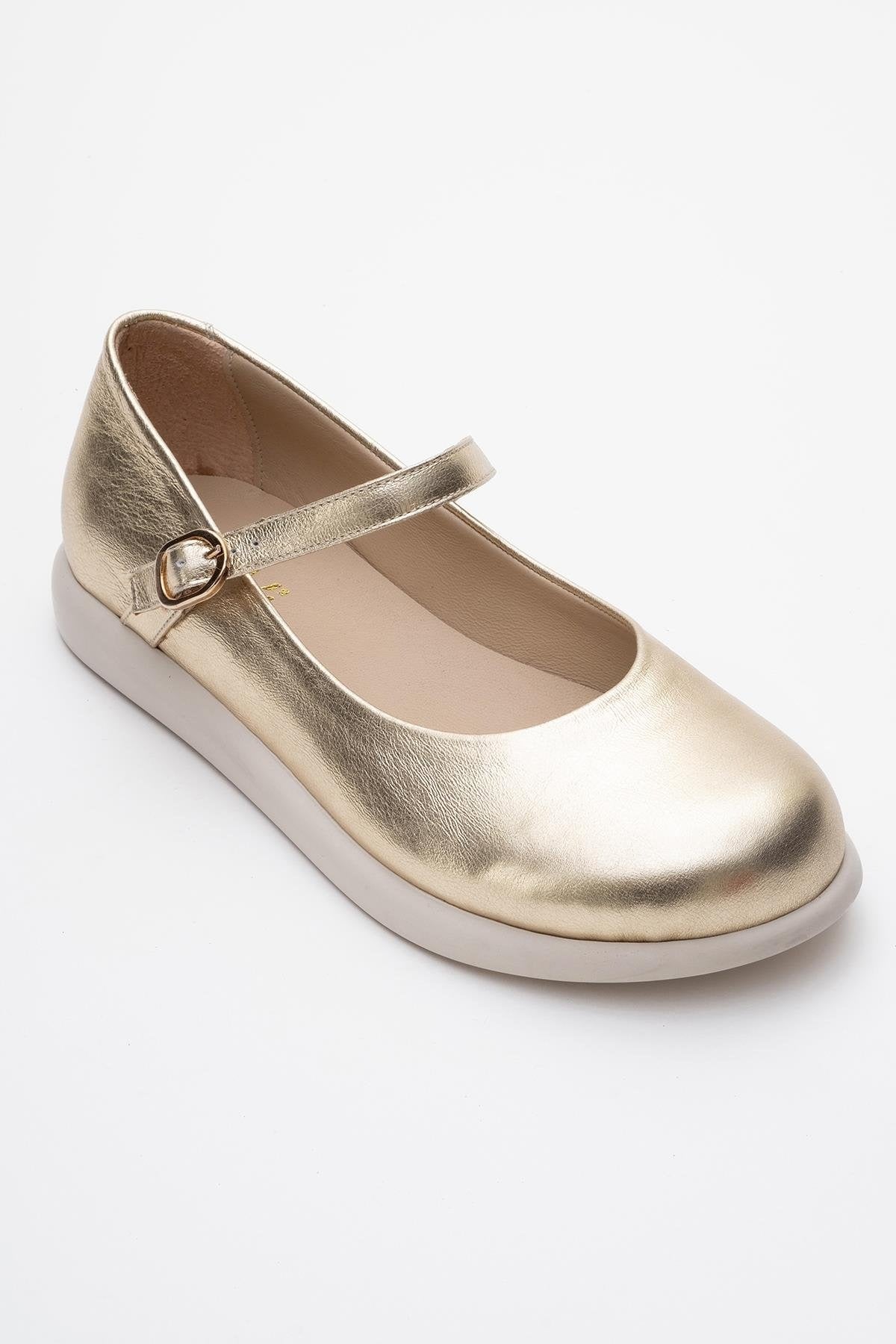 ANISA Gold Leather Strap Flat (Women)