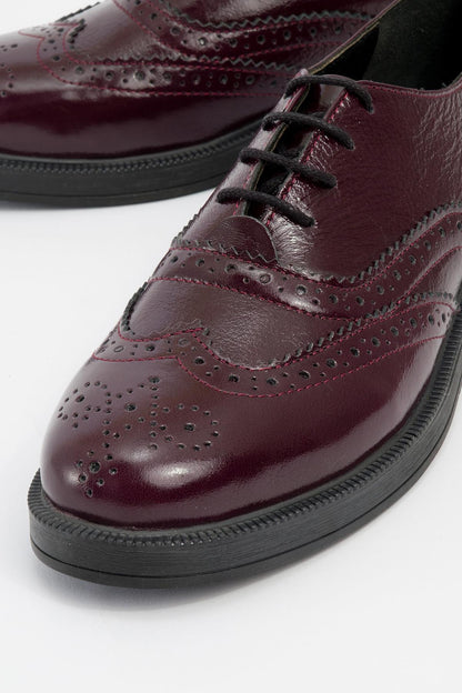Avra - Burgundy Patent Leather Oxford Shoes (Women)