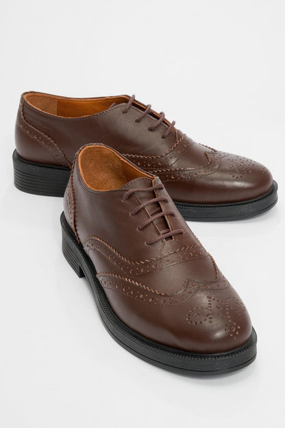 Avra - Brown Leather Oxford Shoes (Women)