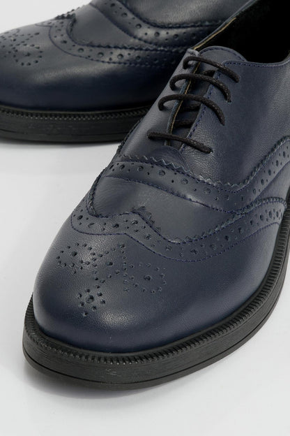 Avra - Navy Leather Oxford Shoes (Women)