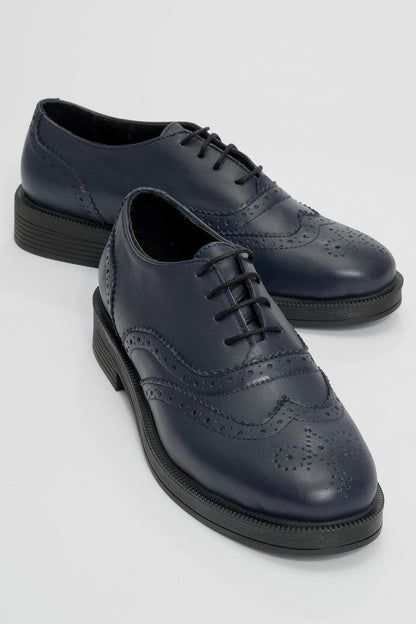 Avra - Navy Leather Oxford Shoes (Women)