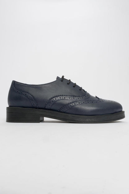 Avra - Navy Leather Oxford Shoes (Women)