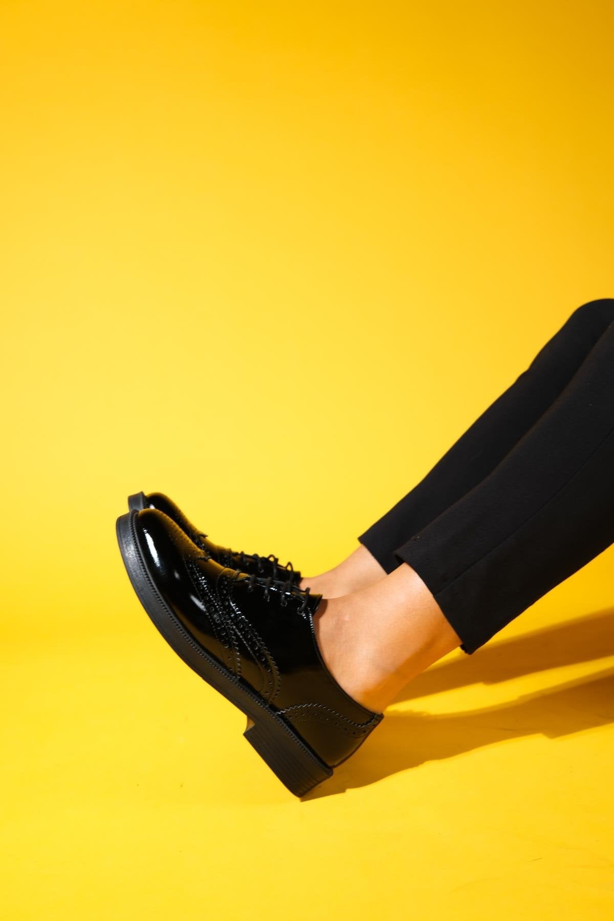 Avra - Black Patent Leather Oxford Shoes (Women)