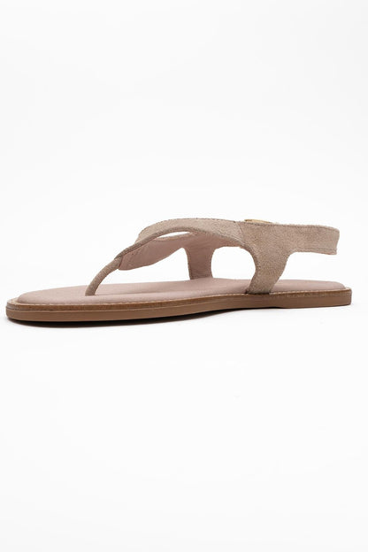 Belinda - Beige Suede Leather Thong Sandals (Women)