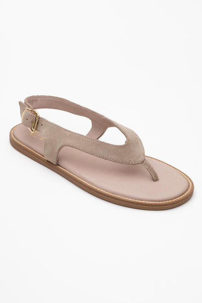 Belinda - Beige Suede Leather Thong Sandals (Women)