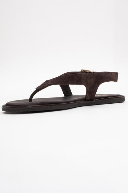 Belinda - Brown Suede Leather Thong Sandals (Women)