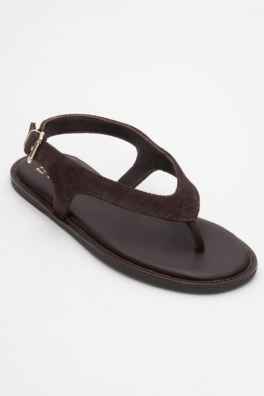 Belinda - Brown Suede Leather Thong Sandals (Women)