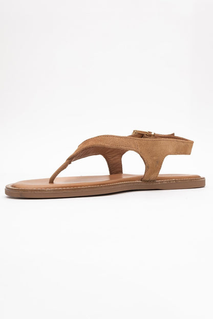 Belinda - Cognac Brown Suede Leather Thong Sandals (Women)