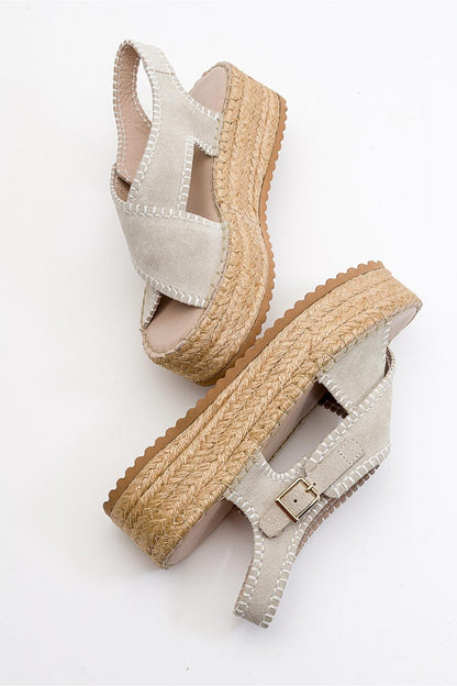 Bellezza - Beige Suede Leather Platform Sandal (Women)
