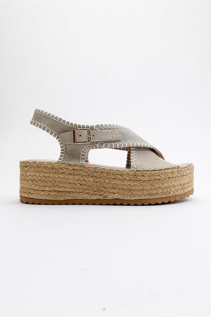 Bellezza - Beige Suede Leather Platform Sandal (Women)